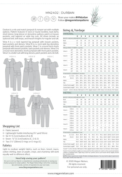Durban Jumpsuit and Romper- paper pattern