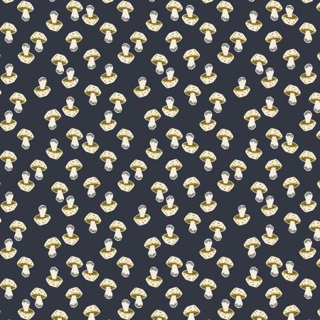 Mushroom - Dark Slate Unbleached Fabric